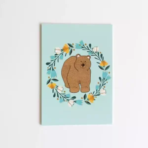 Postkort Bear and wreath