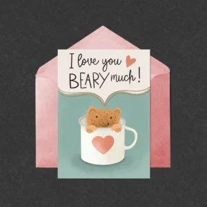 I love you beary much - A6 Valentine kort